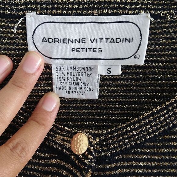 Vintage Adrienne Vittadini Gold Threaded Jacket size Small - Picture 4 of 7